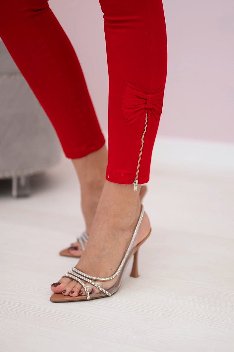 Colorful jeans with bow 3635 / – Red цвет / color | Lexline Fashion