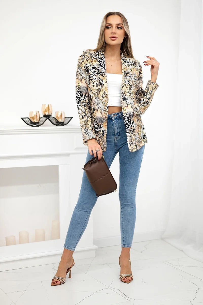 Cotton blazer with a button 5482 / – Beige цвет / color | Lexline Fashion