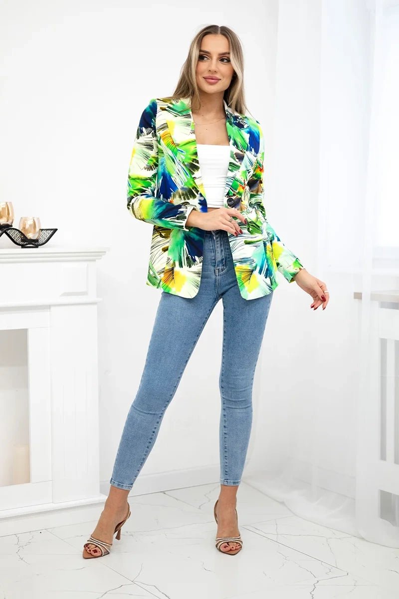 Cotton blazer with a button 5482 / – Green цвет / color | Lexline Fashion