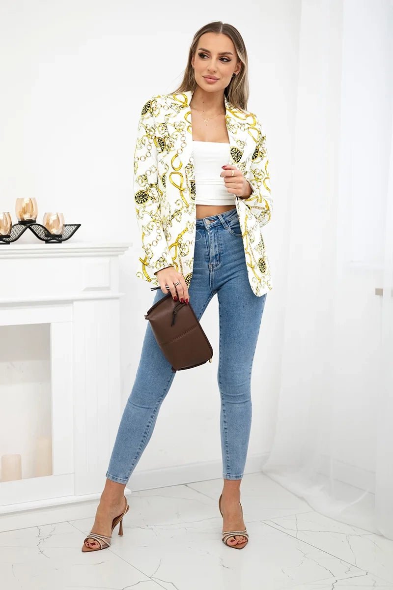 Cotton blazer with a button 5482 / – Yellow цвет / color | Lexline Fashion