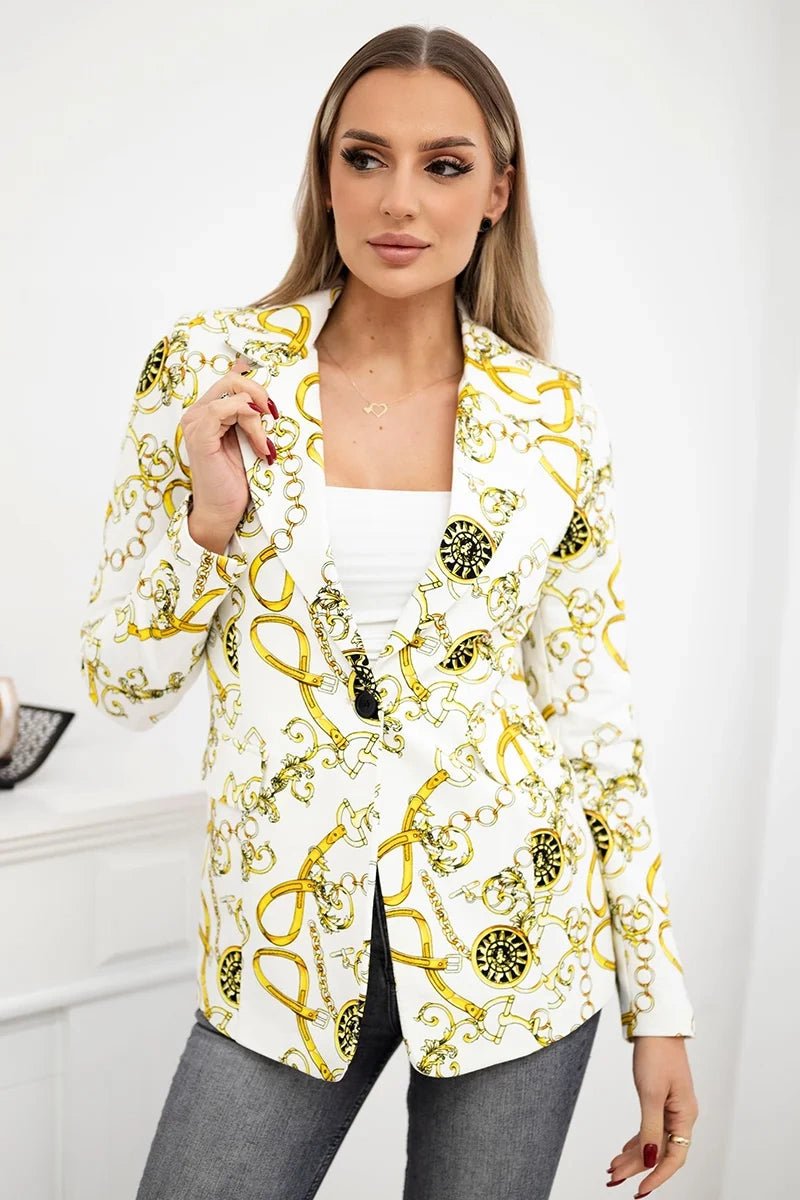 Cotton blazer with a button 5482 / – Yellow цвет / color | Lexline Fashion