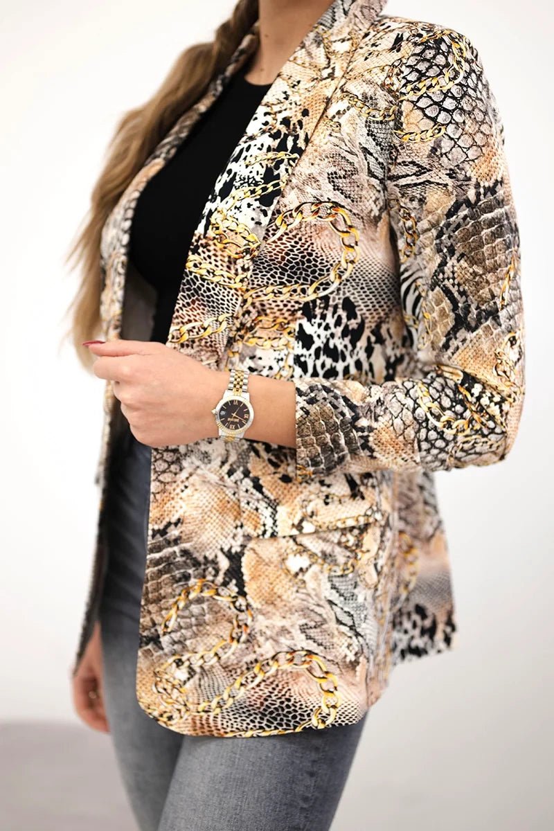 Cotton blazer with print 5478 / – Beige цвет / color | Lexline Fashion