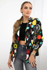 Cotton blazer with print 5478 / – Black цвет / color | Lexline Fashion