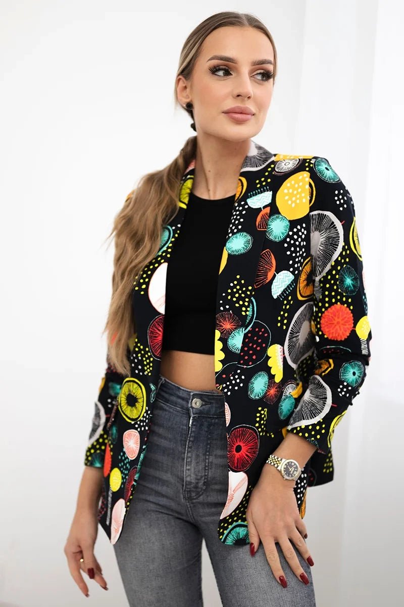 Cotton blazer with print 5478 / – Black цвет / color | Lexline Fashion