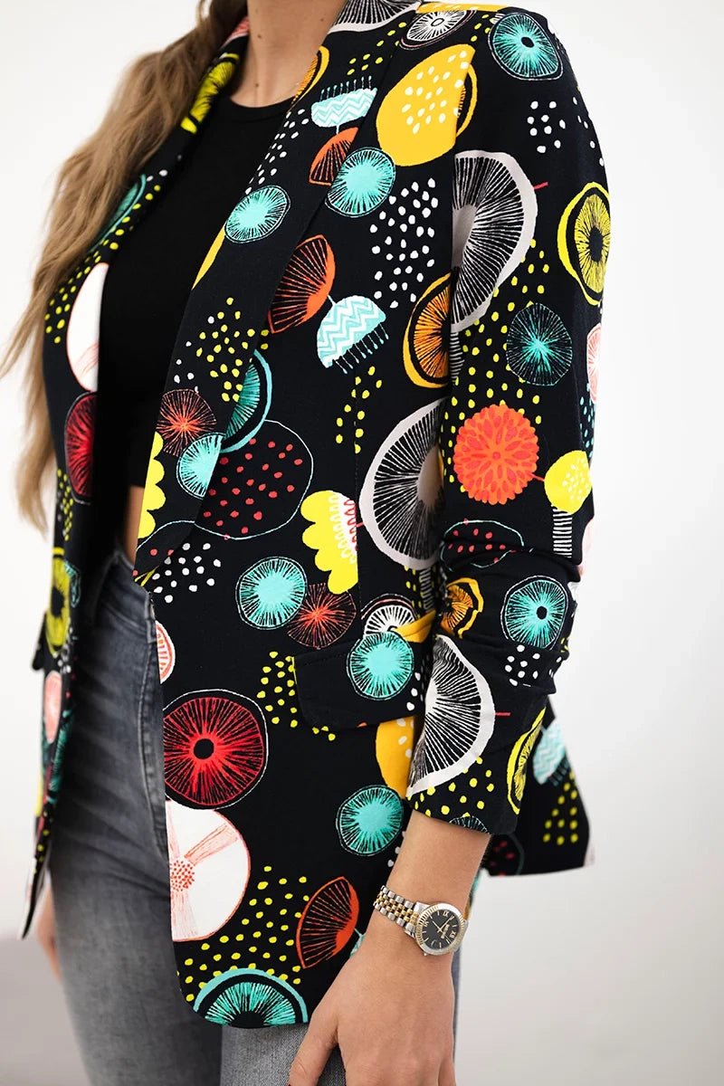 Cotton blazer with print 5478 / – Black цвет / color | Lexline Fashion