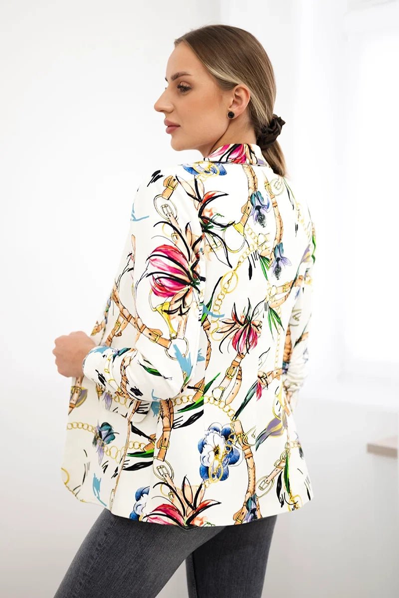 Cotton blazer with print 5478 / – Ecru цвет / color | Lexline Fashion