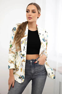 Cotton blazer with print 5478 / – Ecru цвет / color | Lexline Fashion