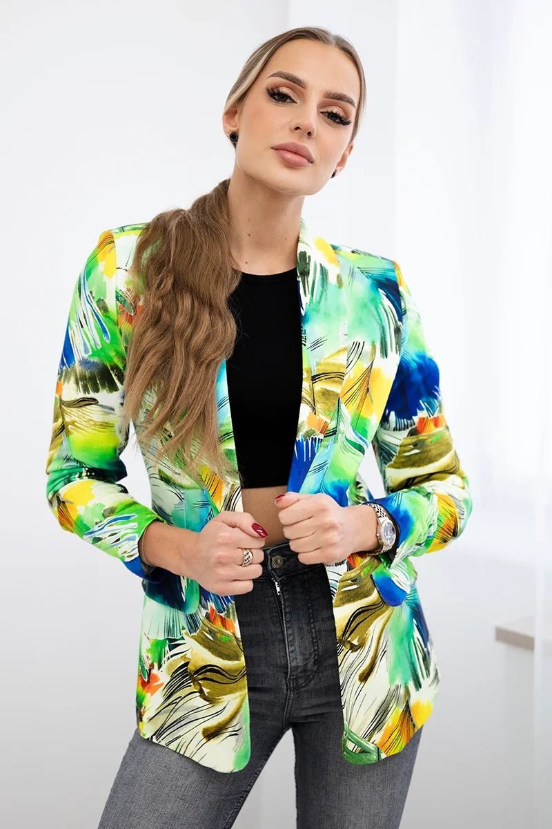Cotton blazer with print 5478 / – Green цвет / color | Lexline Fashion