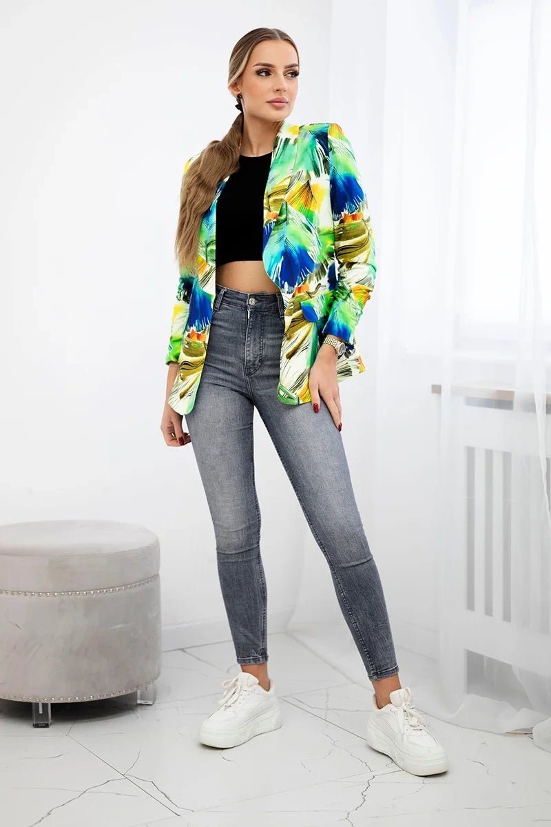 Cotton blazer with print 5478 / – Green цвет / color | Lexline Fashion