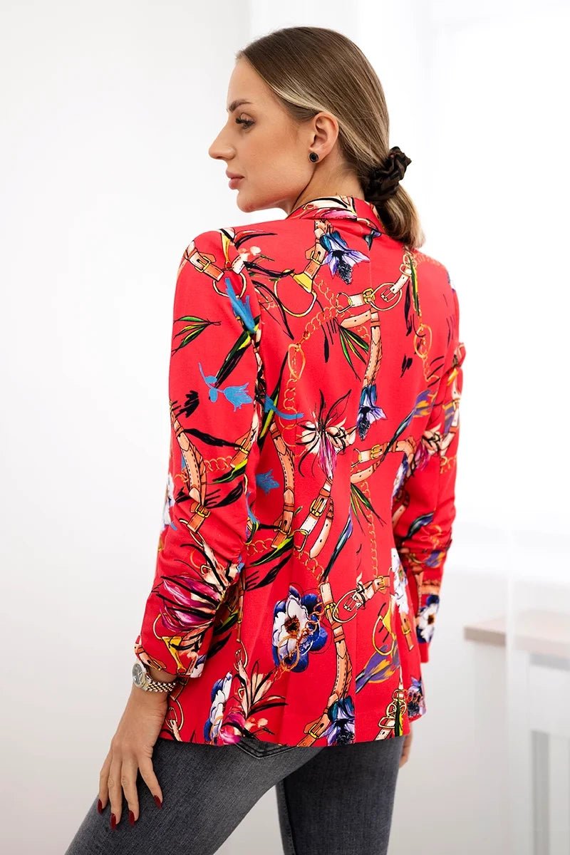Cotton blazer with print 5478 / – Raspberry цвет / color | Lexline Fashion