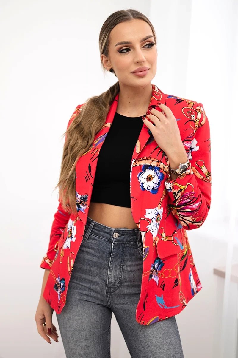 Cotton blazer with print 5478 / – Raspberry цвет / color | Lexline Fashion