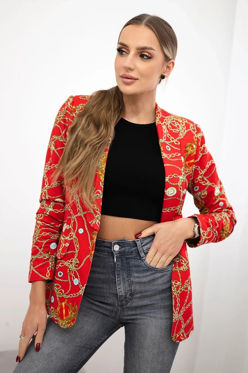 Cotton blazer with print 5478 / – Red цвет / color | Lexline Fashion