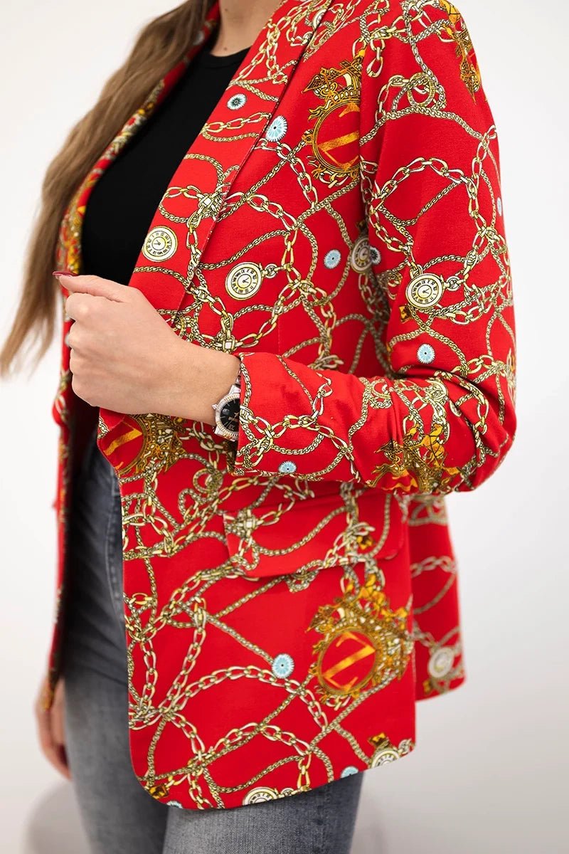 Cotton blazer with print 5478 / – Red цвет / color | Lexline Fashion