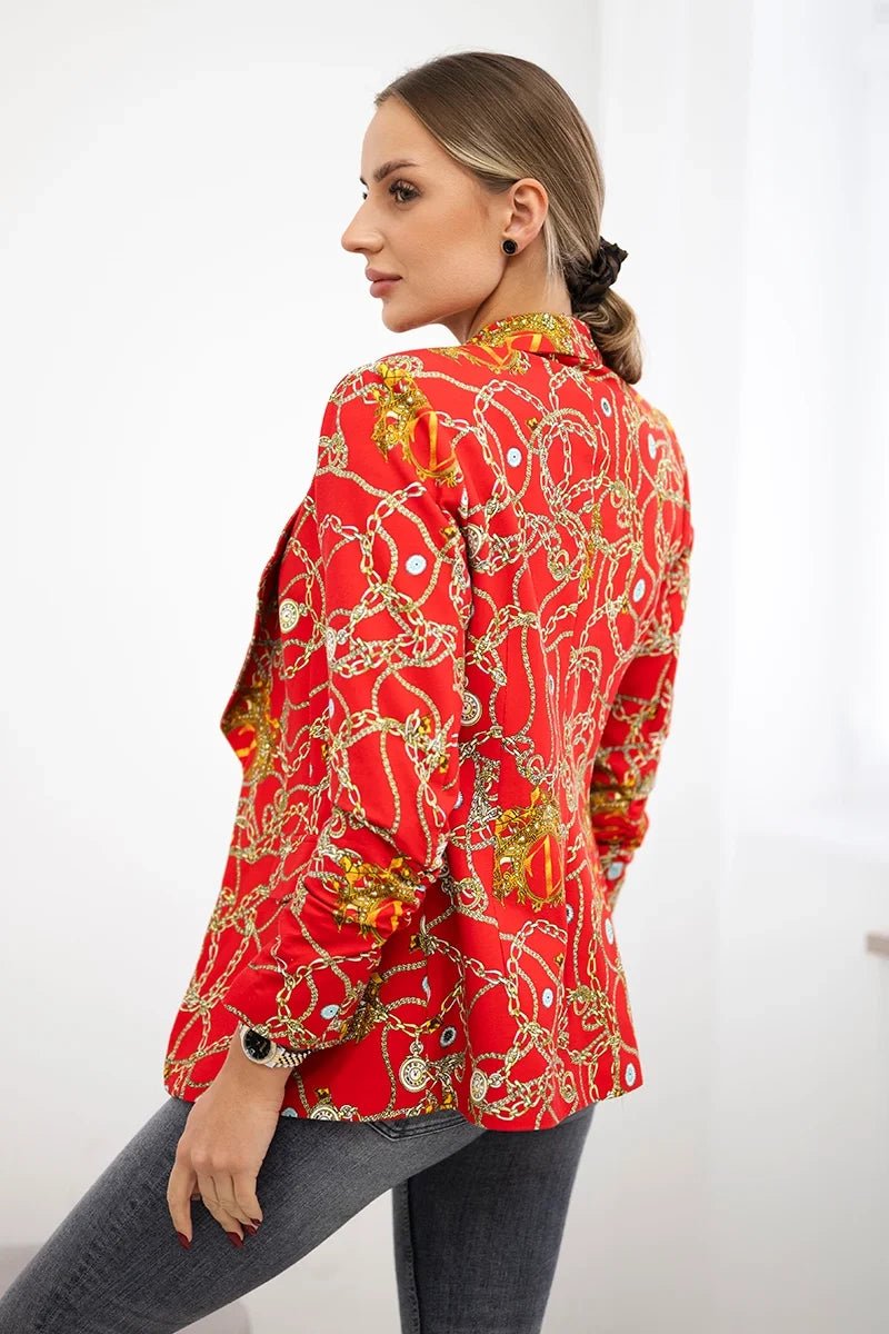 Cotton blazer with print 5478 / – Red цвет / color | Lexline Fashion