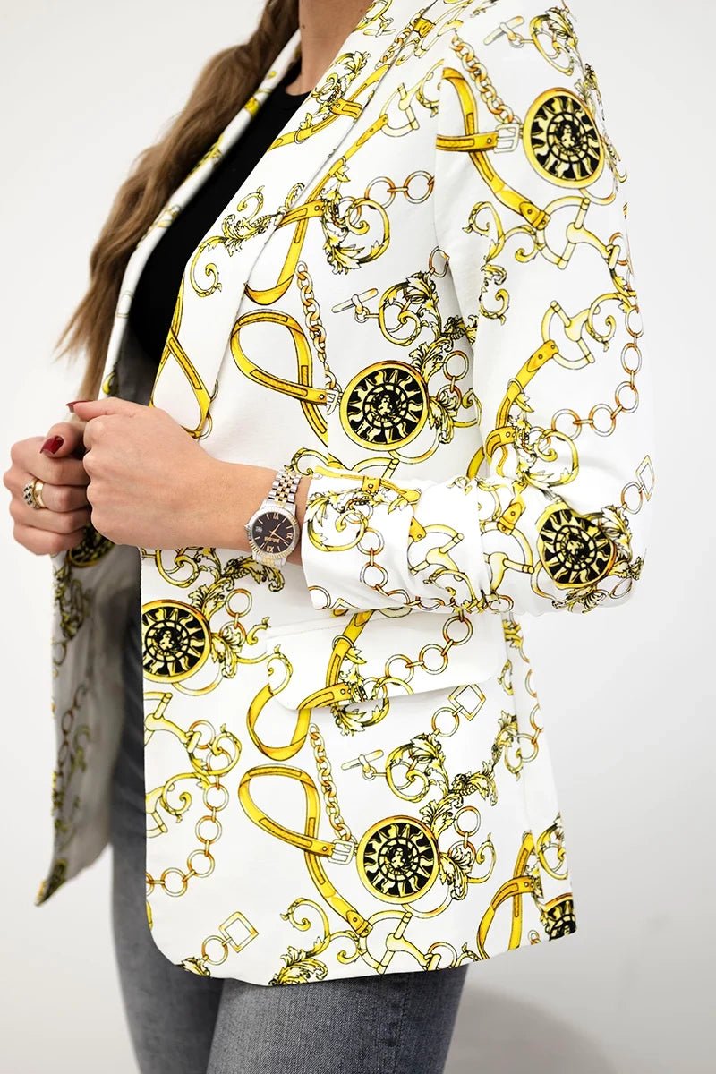 Cotton blazer with print 5478 / – Yellow цвет / color | Lexline Fashion