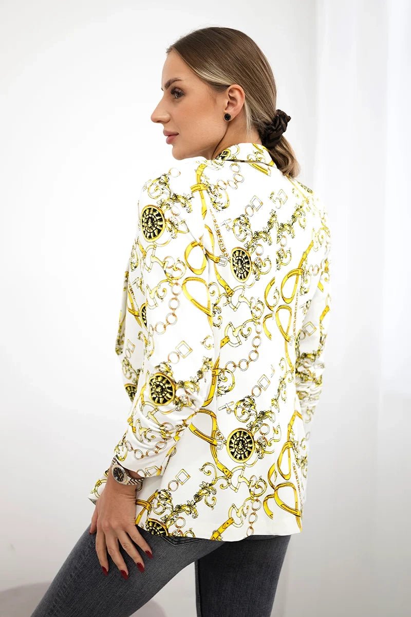 Cotton blazer with print 5478 / – Yellow цвет / color | Lexline Fashion