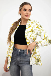 Cotton blazer with print 5478 / – Yellow цвет / color | Lexline Fashion