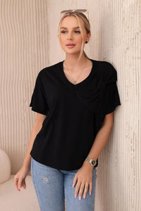 Cotton blouse with a decorative bow 9823 / – Black цвет / color | Lexline Fashion