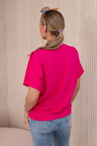 Cotton blouse with a decorative bow 9823 / – Fuchsia цвет / color | Lexline Fashion