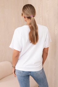 Cotton blouse with a decorative bow 9823 / – White цвет / color | Lexline Fashion