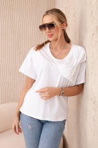 Cotton blouse with a decorative bow 9823 / – White цвет / color | Lexline Fashion