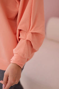 Cotton blouse with bow 9798 / – Apricot цвет / color | Lexline Fashion