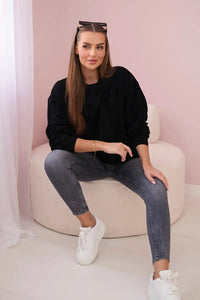 Cotton blouse with bow 9798 / – Black цвет / color | Lexline Fashion
