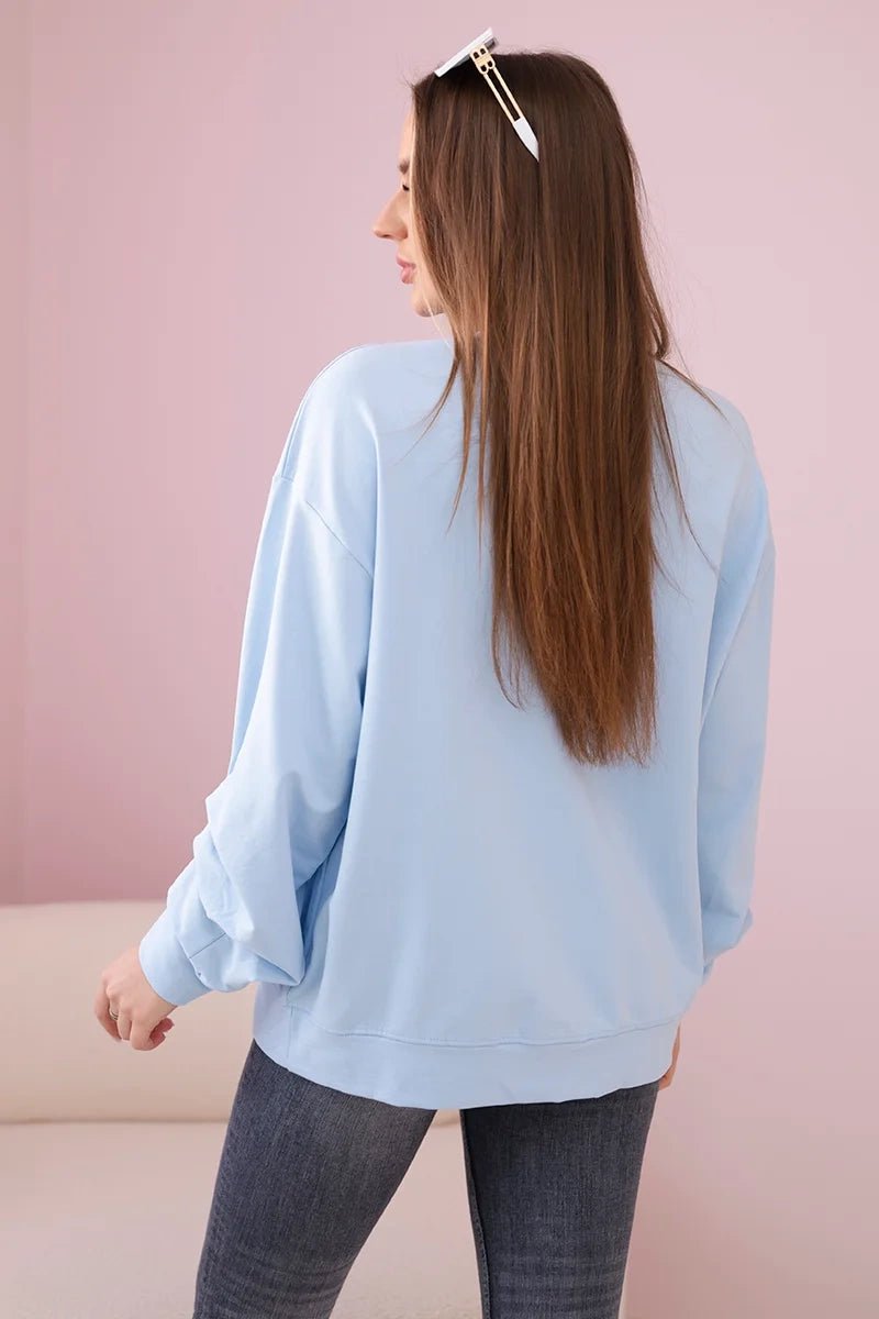 Cotton blouse with bow 9798 / – Blue цвет / color | Lexline Fashion