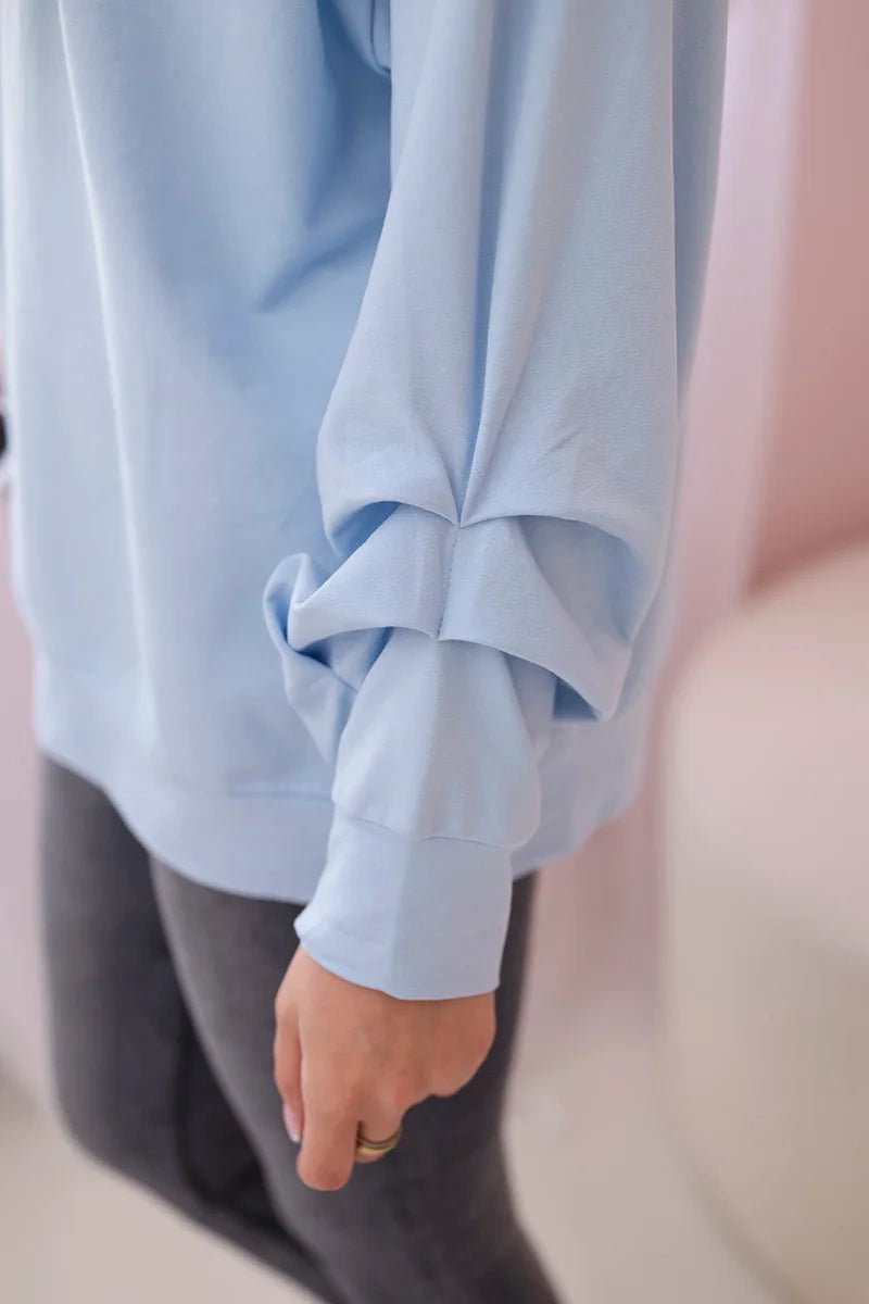 Cotton blouse with bow 9798 / – Blue цвет / color | Lexline Fashion