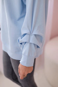 Cotton blouse with bow 9798 / – Blue цвет / color | Lexline Fashion