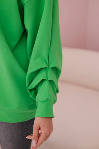 Cotton blouse with bow 9798 / – Light || Green цвет / color | Lexline Fashion
