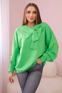 Cotton blouse with bow 9798 / – Light || Green цвет / color | Lexline Fashion