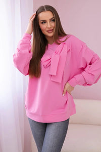 Cotton blouse with bow 9798 / – Light || Pink цвет / color | Lexline Fashion