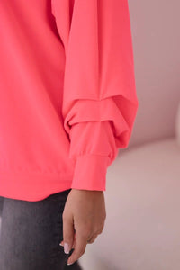 Cotton blouse with bow 9798 / – Neon pink цвет / color | Lexline Fashion
