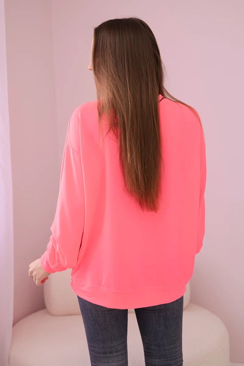Cotton blouse with bow 9798 / – Neon pink цвет / color | Lexline Fashion