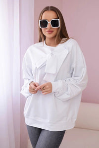 Cotton blouse with bow 9798 / – White цвет / color | Lexline Fashion