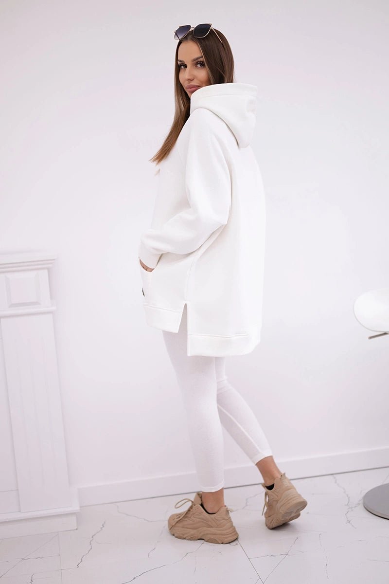 Cotton hoodie + leggings 9618 / – Ecru цвет / color | Lexline Fashion