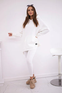 Cotton hoodie + leggings 9618 / – Ecru цвет / color | Lexline Fashion
