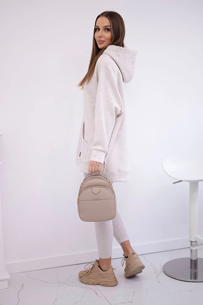 Cotton hoodie + leggings 9618 / – Melange || Beige цвет / color | Lexline Fashion