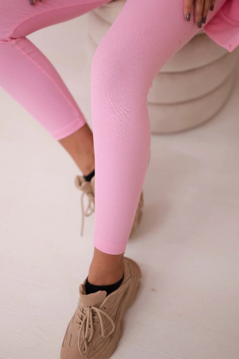 Cotton hoodie + leggings 9618 / – Pink || Light цвет / color | Lexline Fashion