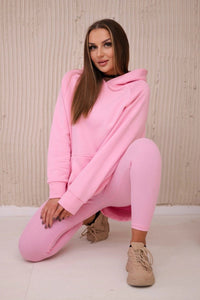 Cotton hoodie + leggings 9618 / – Pink || Light цвет / color | Lexline Fashion