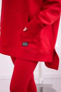 Cotton hoodie + leggings 9618 / – Red цвет / color | Lexline Fashion