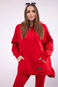 Cotton hoodie + leggings 9618 / – Red цвет / color | Lexline Fashion