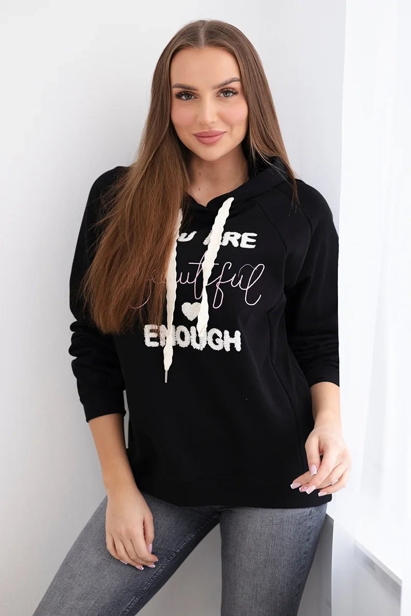 Cotton hoodie R9102 / – Black цвет / color | Lexline Fashion
