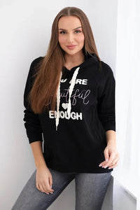 Cotton hoodie R9102 / – Black цвет / color | Lexline Fashion
