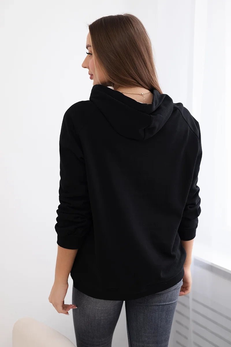 Cotton hoodie R9102 / – Black цвет / color | Lexline Fashion