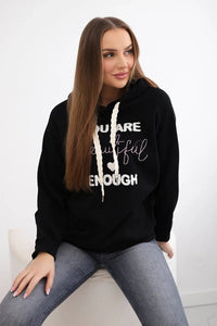 Cotton hoodie R9102 / – Black цвет / color | Lexline Fashion