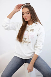 Cotton hoodie R9102 / – Ecru цвет / color | Lexline Fashion