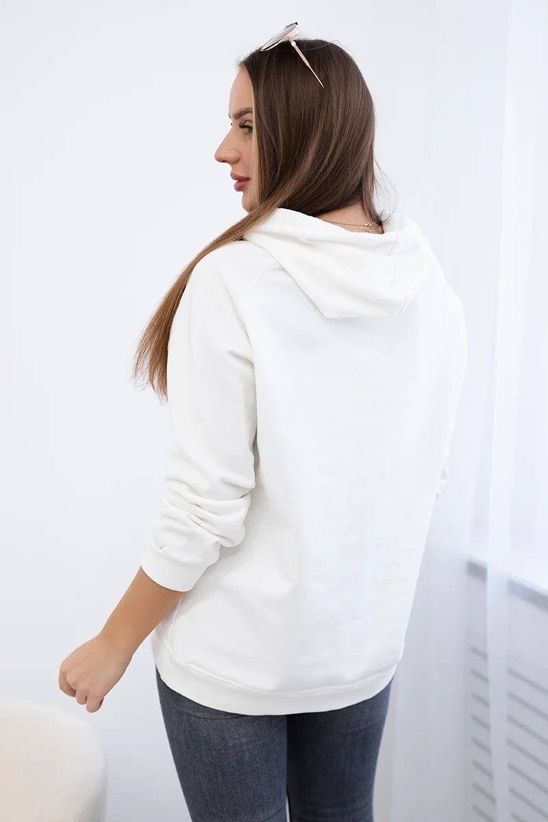 Cotton hoodie R9102 / – Ecru цвет / color | Lexline Fashion