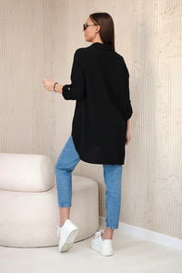 Cotton muslin shirt oversize ART208 / – Black цвет / color | Lexline Fashion